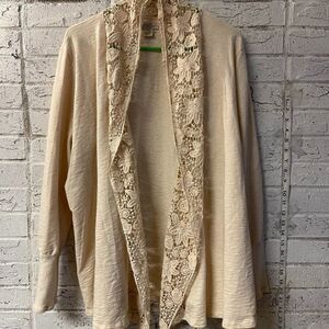 LUCKY BRAND | Crochet Knit Cardigan Cream White Size XL
